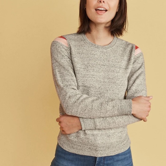 Marine Layer "Banks Crewneck" light heather gray sweatshirt - Picture 5 of 7